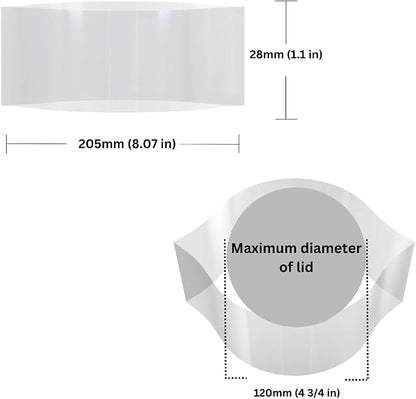 205 x 28 mm Clear Perforated Shrink Band for Large Food Tubs, Bulk Storage Containers & Wide Plastic Jars [Cap Diameter: 4 3/4"] Pack of 250