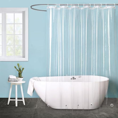EurCross 92 inch Long Length Clear Shower Curtain Liner 5 Magnet Weights, Heavy Duty Waterproof Premium 9G Transparent PEVA Extra Long Shower Curtain 72x92 inch