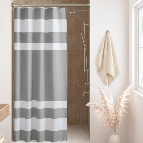 Madison Park Spa Waffle Stall Shower Curtain for Bathroom, 54 x 78, Grey
