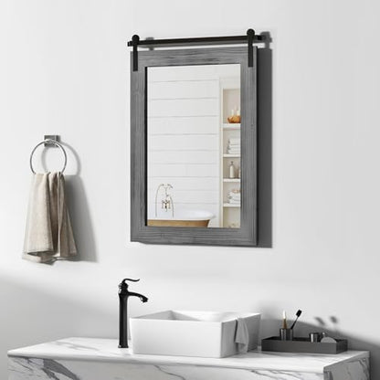 COGOOD Farmhouse Bathroom Mirrors for Over Sink - 30 x 22 Grey
