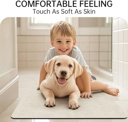 Mecko Bath Mat 16"x24",Ultra Thin Bathroom Rug fit Under Door Light Brown