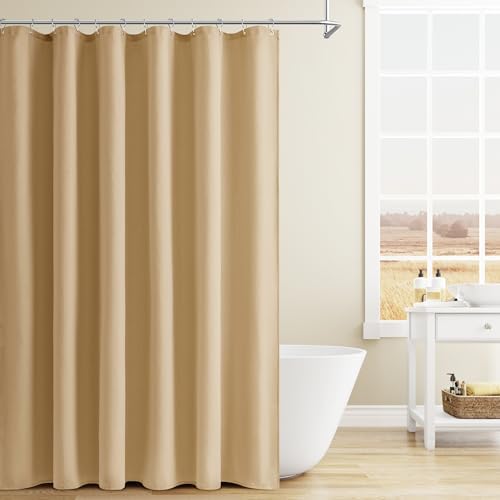 Naturoom Linen Shower Curtain 80 Inch Long for Bathroom Gold Yellow 1 Panel
