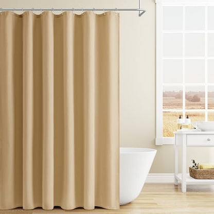 Naturoom Linen Shower Curtain 80 Inch Long for Bathroom Gold Yellow 1 Panel