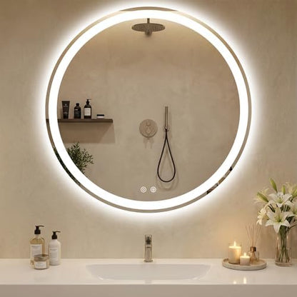 DUMOS 36 Inch Round LED Bathroom Mirror with Lights, Circle Vanity Mirror