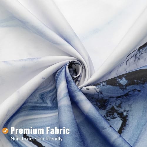 Navy Blue Marble Fabric Shower Curtain, Abstract Watercolor, 72 x 84