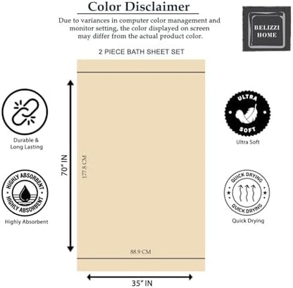 Belizzi Home Premium Cotton Oversized 2 Pack Bath Sheet 35x70-100% Pure Cotton - Ideal for Everyday use - Ultra Soft & Highly Absorbent - Machine Washable - Orange