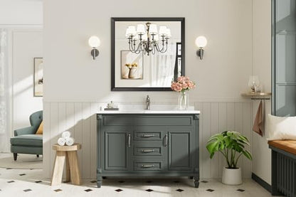 Briivue Black Metal Framed Bathroom Wall Mirror, 36x36 Inch