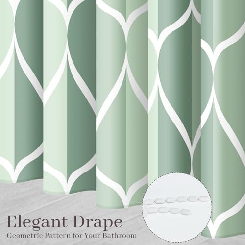 Gelbchu Geometric Shower Curtain for Bathroom, Dark Green, 72x72 Inch