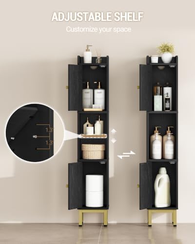 Hzuaneri Slim Bathroom Storage Cabinet, Narrow Bathroom Organizers,2 Doors