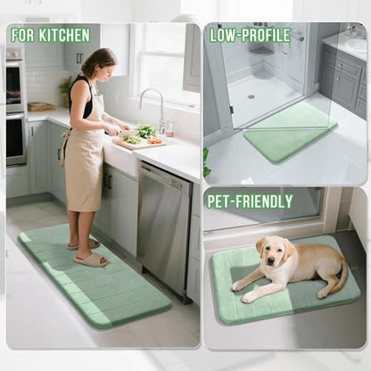 Yimobra Large Bath Mat 36"x24", Super Soft Quick Dry Memory Foam Bathroom Rug, Water Absorbent, Non Slip Backing Machine Washable for Tub Shower, Thick Comfort Support, Pale Green