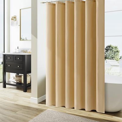 Naturoom Linen Shower Curtain 80 Inch Long for Bathroom Gold Yellow 1 Panel