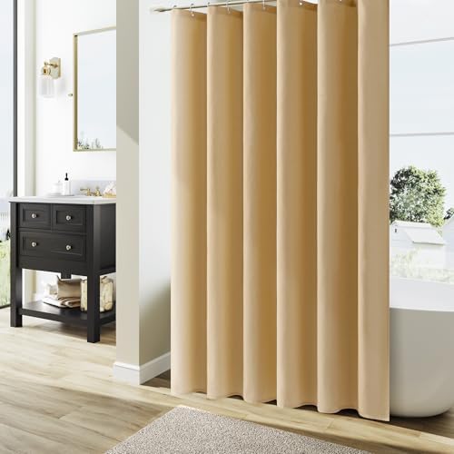 Naturoom Linen Shower Curtain 84 Inch Long for Bathroom Gold Yellow 1 Panel