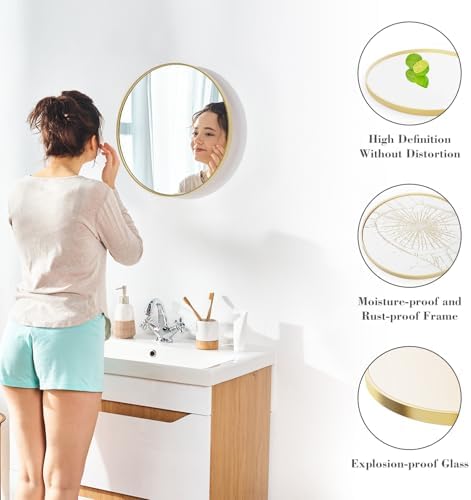 NEWBULIG 20 Inch Round Bathroom Mirror, Wall Mount Vanity Mirror