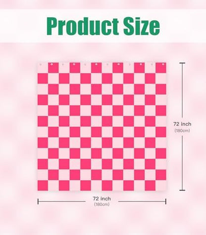 Bathroom Shower Curtain Cute Cortinas para Baño 72 x 72, Pink Plaid
