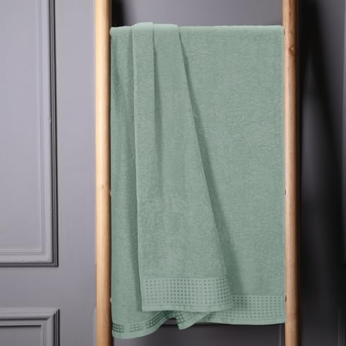 GLAMBURG 100% Cotton Oversized 2 Pack Bath Sheets 35x70, Ultra Soft Highly Absorbant Compact Quickdry & Lightweight Large Bath Sheet Set, Ideal for Gym Travel Camp Pool - Jade