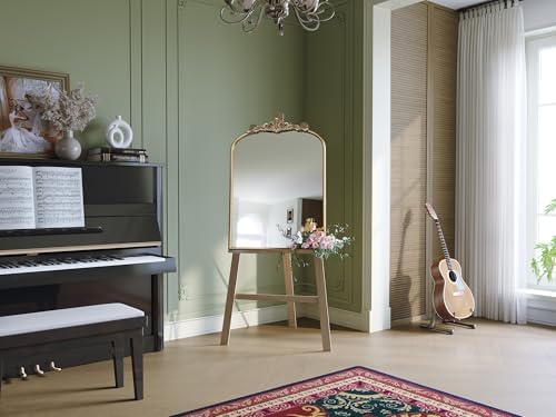 Arched Antique Gold Wall Mirror, 28"x36" Vintage Bathroom Mirror
