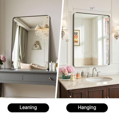 32"x24"Bathroom Vanity Mirror for Wall Aluminum Framed Farmhouse Rectangle