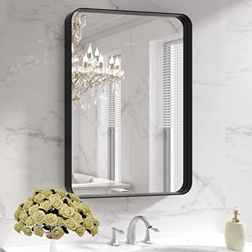 LOAAO 22X30 Inch Black Bathroom Mirror Metal Framed
