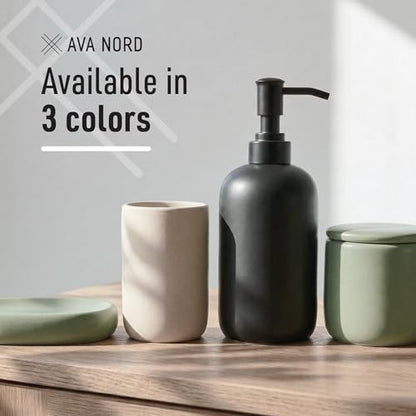 Ava Nord Modern Minimalist Ceramic Bathroom Accessories | Set of 4 | Green