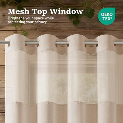 BTTN Tan Ringless Linen Textured Shower Curtain with Snap in Liner, 72x75