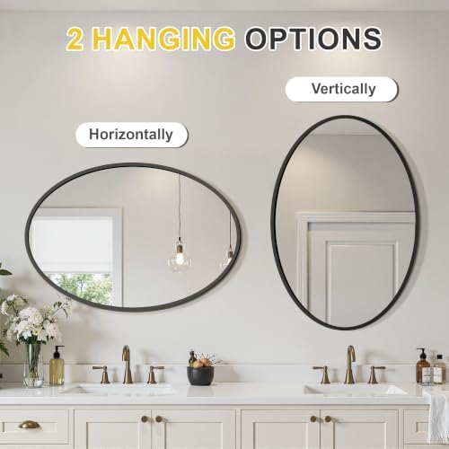 Black Oval Bathroom Mirror for Wall, 26"x38" Bathroom Vanity Mirror