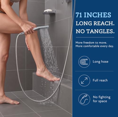 G-Promise All Metal 10" Dual Square Shower Head Combo | Rain Shower Head | Handheld Shower Wand | Adjustable | Smooth 3-Way Diverter | 71" Extra Long Hose - A Bathroom Upgrade (Chrome)