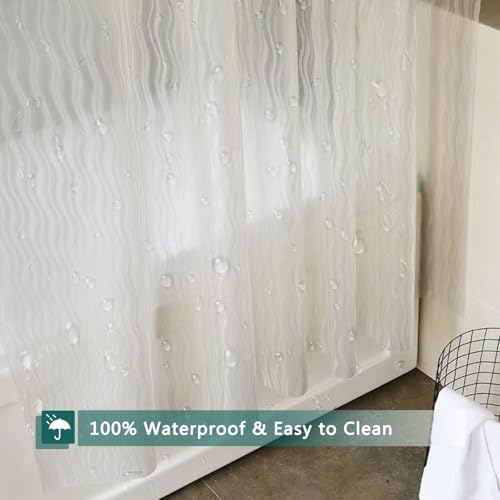 Shower Curtain Liner, 100% Waterproof Eva Shower Curtains with 3 Duty Heavy Bottom Magnets and 12 Rust Proof Grommets, 72x72 Weighted Shower Liner for Shower Stall, Bathtubs