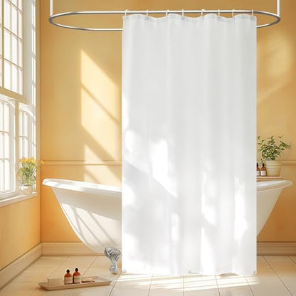 Seenus Waterproof Fabric Stall Shower Curtain Liner Long 48 x 78 inch, Washable White Shower Liner with 3 Large Magnets, Narrow Cloth Bathroom Curtain Extra Long for Single Stall