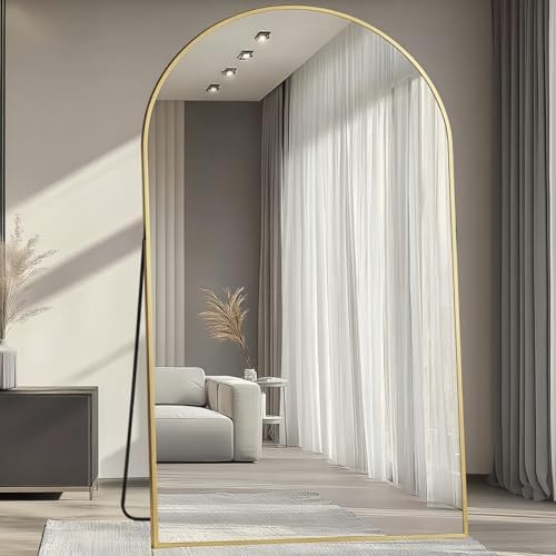 Dewfig Arched Full Length Mirror, 81"x41" Large Floor Mirror, Gold