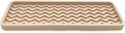 Silicone Sink Organizer Tray, Rectangular, Modern Style, Heat Safe, Dishwasher Safe, for Bathroom and Kitchen Organization (Sand Dollar, 12"x4", Chevron Pattern)