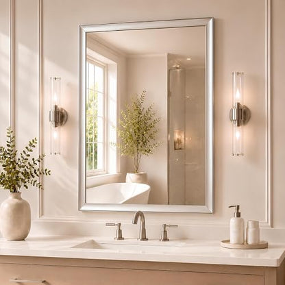 Brushed Nickel Bathroom Mirrors for Over Sink 30x40 Inch