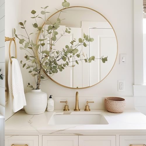 Sunniry Circle Mirror 26 inch, Round Wall Mirror, Gold Brushed Metal Frame