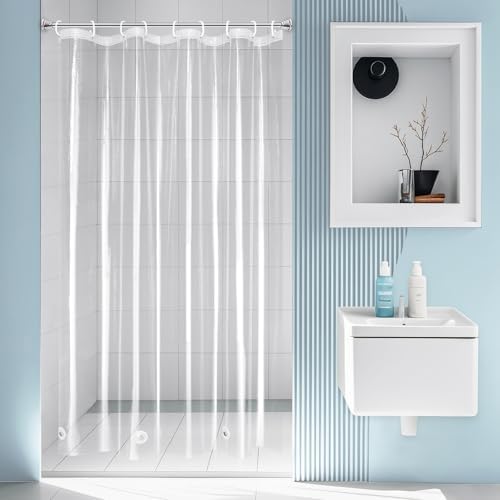 EurCross Narrow Wide 54 by 78 inch Long Shower Curtain Liner with 5 Magnets