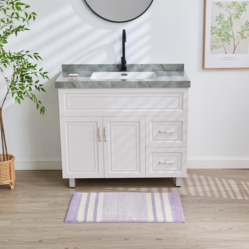 CozeCube Purple Striped 36"x24" Non Slip Washable Bath Mat