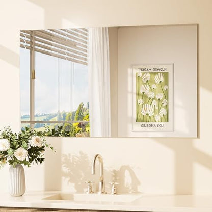 TETOTE Frameless Vanity Mirror 40" x 24" Large Bathroom Mirror for Wall, Bathroom, Living Room, Bedroom, Entryway, Gym, Yoga, Horizontally or Vertically