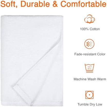 Amazon Basics 2-Piece Quick-Dry Oversize Bath Towel, 100% Cotton, 62" x 30", White