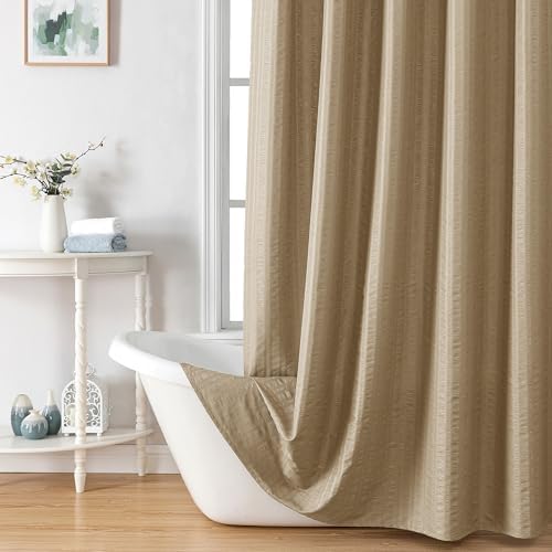 Aiyufeng Taupe Shower Curtain for Bathroom, Embossed Textured Fabric Shower Curtain for Bathroom - Soft Cloth & Hotel Spa, Machine Washable, 72X78,Taupe