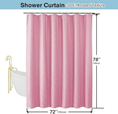 Aiyufeng Moga Bright Pink Shower Curtain - 3D Embossed Cloth Shower Curtain for Bathroom, Hotel Luxury Pink Bathroom Curtains, Machine Washable, Standard Size 72Wx78H