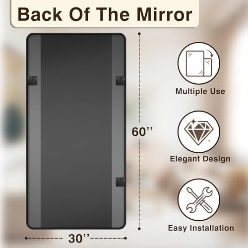 Vanity Bathroom Mirror, 30”x60” Black Bathroom Mirror for Over Sink