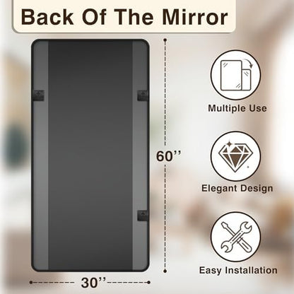 Vanity Bathroom Mirror, 30”x60” Black Bathroom Mirror for Over Sink
