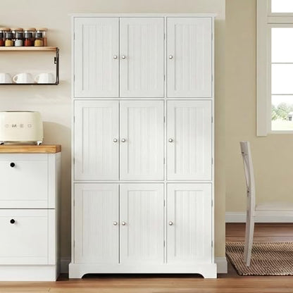 ChooChoo 63.2" Tall Bathroom Storage Cabinet with 9 Doors