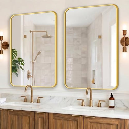 FICTOR Bathroom Mirror for Over Sink, 2 Pack 36"x24" Vanity Mirror, Gold