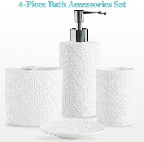 Martha Stewart Tara Bath Accessory Set Medallion, White