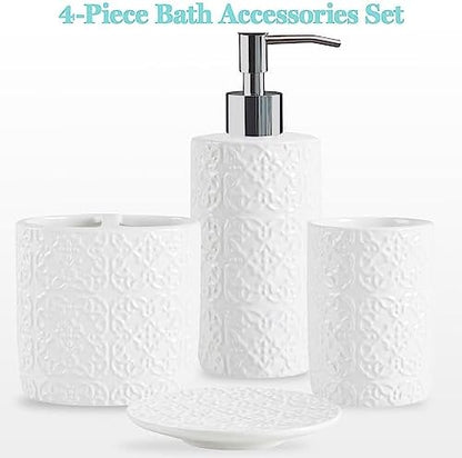 Martha Stewart Tara Bath Accessory Set Medallion, White