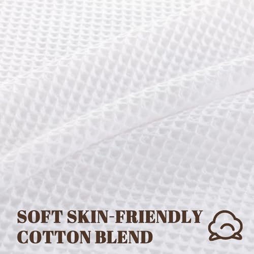 Extra Long Waffle Scalloped Shower Curtain Cotton Fabric White 72Wx84L