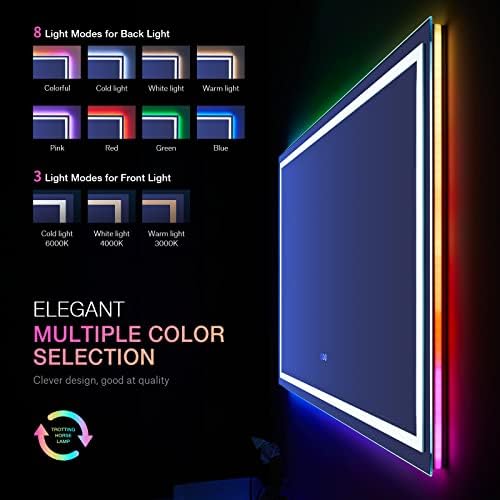 LOAAO 60"X30" RGB LED Bathroom Mirror with Lights, UL Listed