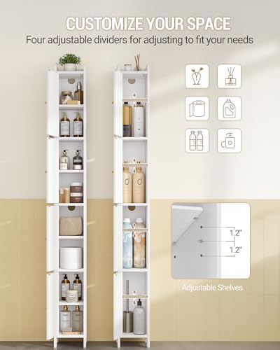 Hzuaneri 70.9" H Bathroom Storage Cabinet, Tall Corner Cabinet with 4 Doors