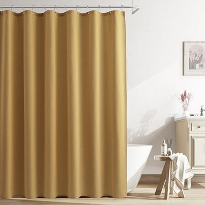 Naturoom Linen Shower Curtain 78 Inch Long for Bathroom Gold 1 Panel