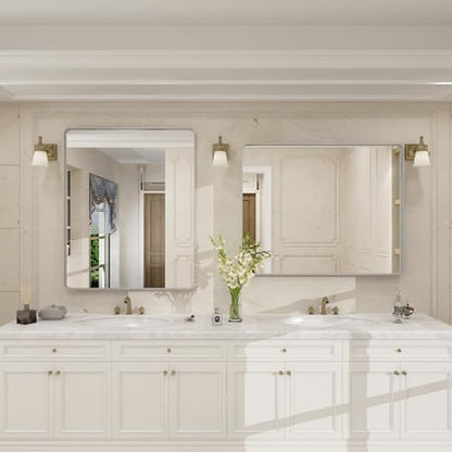 30x36 Inch Brushed Silver Bathroom Mirror for Wall