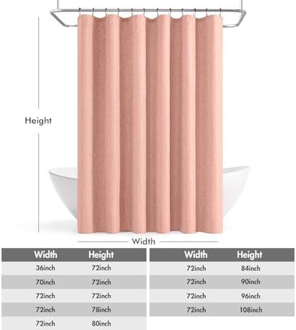 ANRODUO Blush Pink Linen Textured Fabric Shower Curtain Set - W72xL72